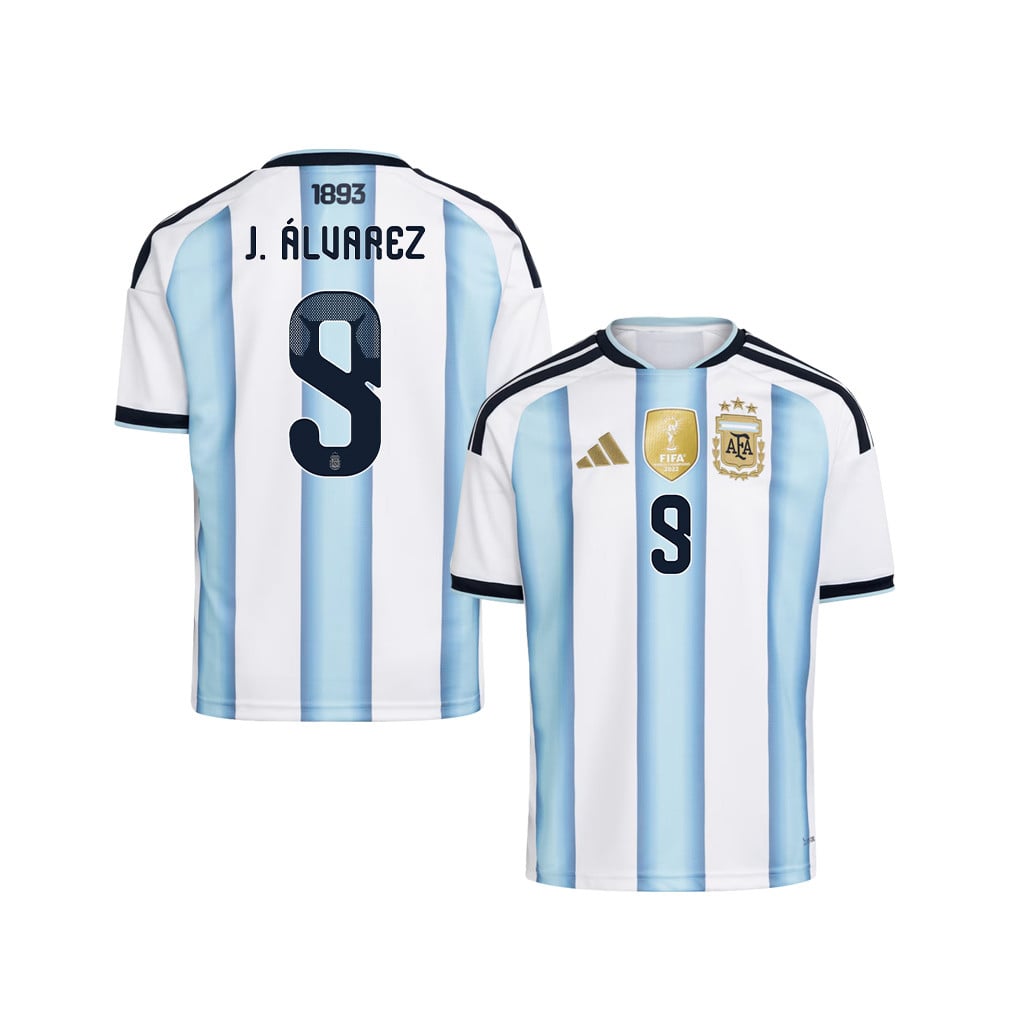 Julián Álvarez 9 Youth Argentina National Team 2026 Home Jersey - White