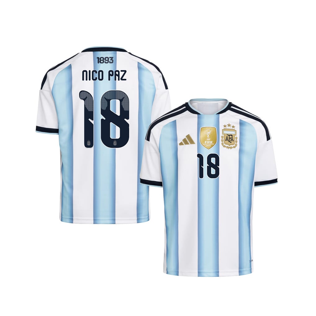 Nico Paz 18 Youth Argentina National Team 2026 Home Jersey - White