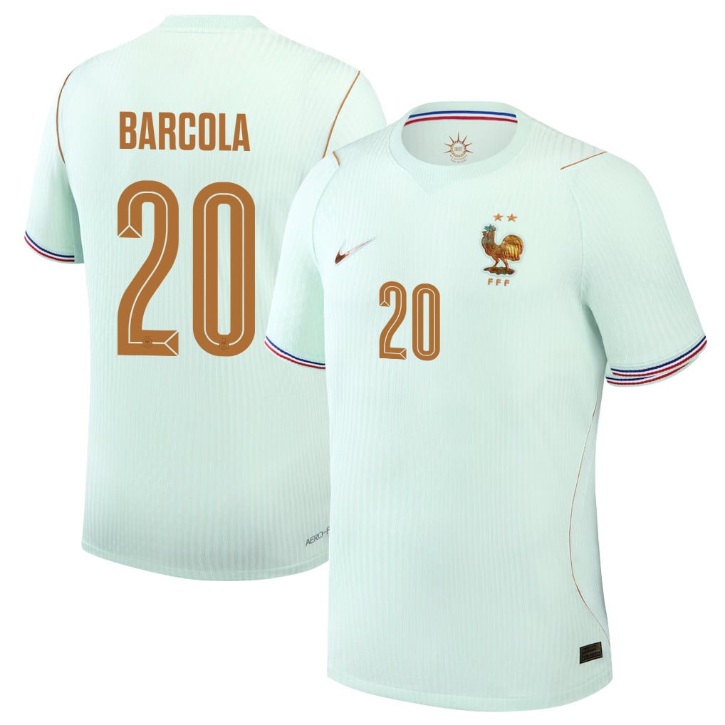 Bradley Barcola 20 France National Team 2026 Away Jersey - Green, Men