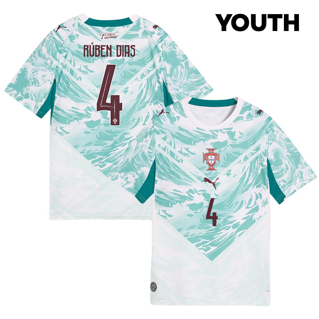 Rúben Dias 4 Youth Portugal National Team 2026 Away Jersey - White
