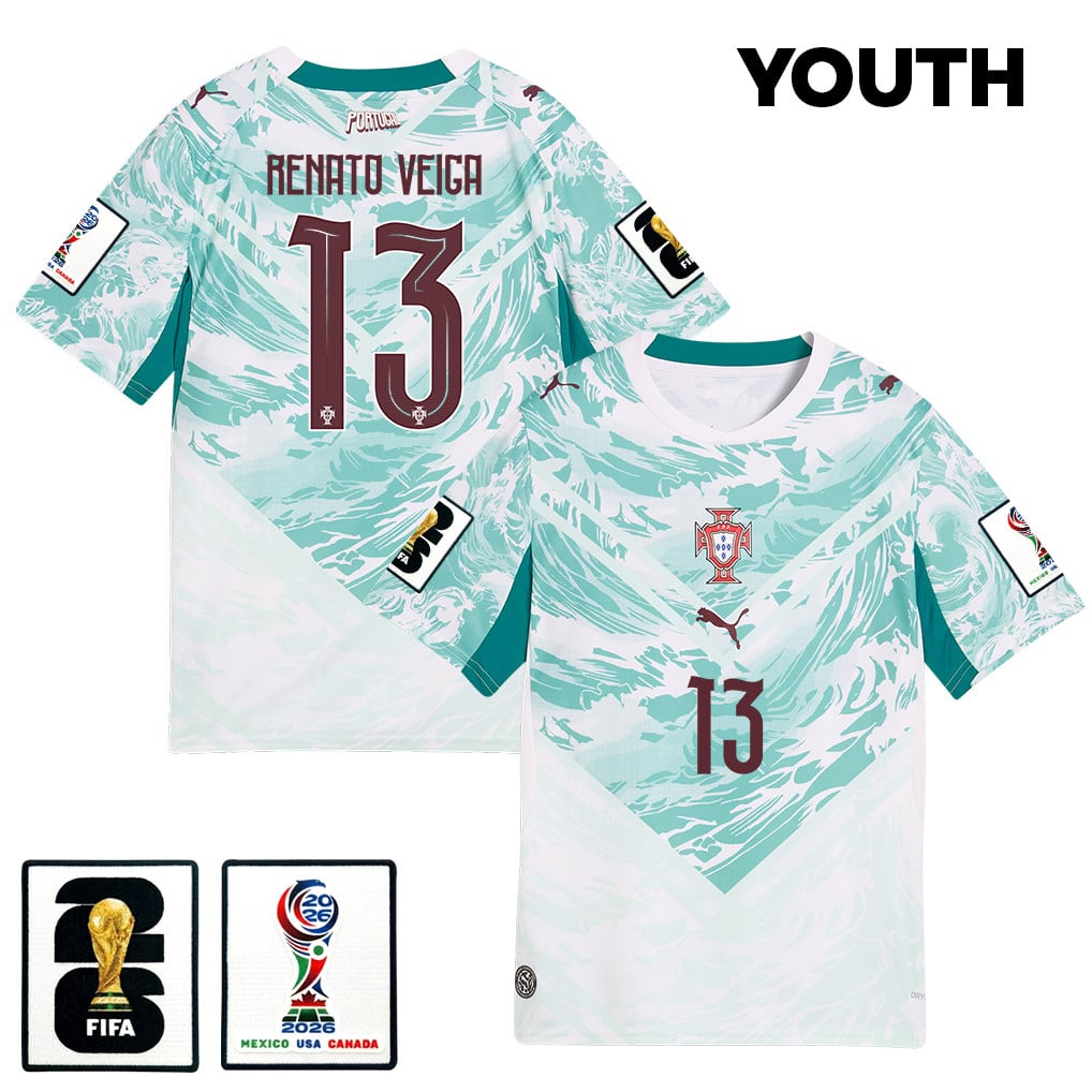 Renato Veiga 13 Youth Portugal National Team 2026 Away Jersey - White