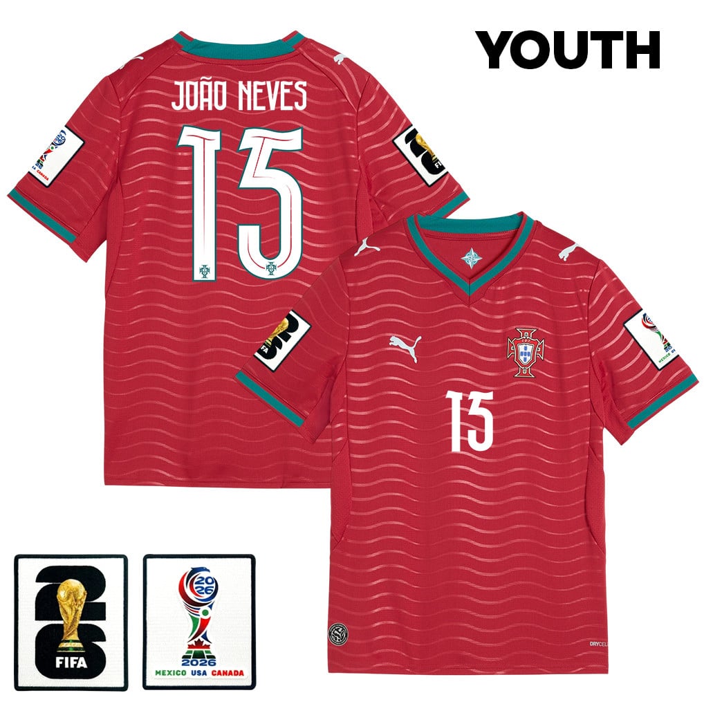 João Neves 15 Youth Portugal National Team 2026 Home Jersey - Red