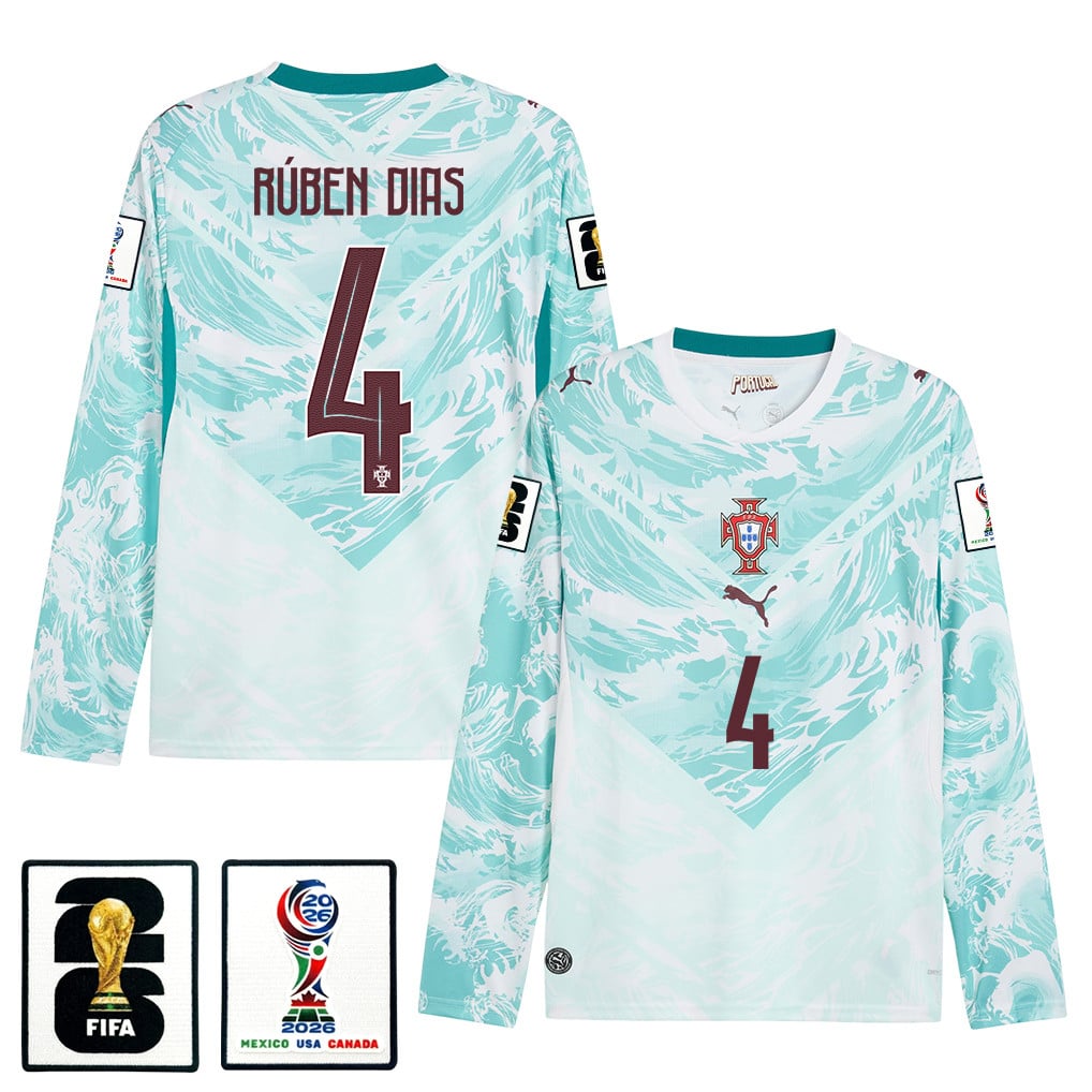 Rúben Dias 4 Portugal National Team 2026 Away Long Sleeve Jersey - White