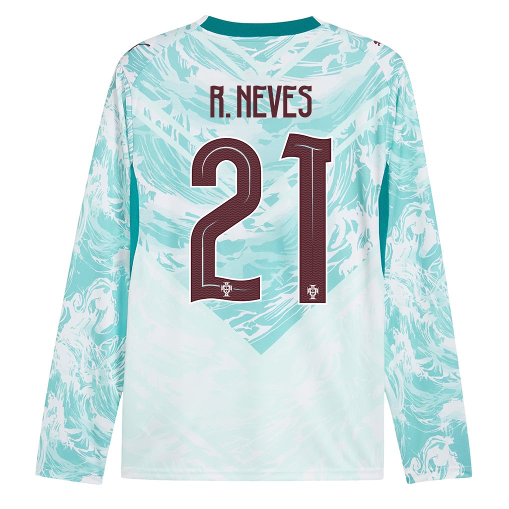 Rúben Neves 21 Portugal National Team 2026 Away Long Sleeve Jersey - White