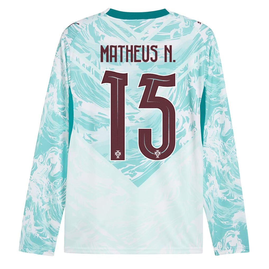 Matheus Nunes 15 Portugal National Team 2026 Away Long Sleeve Jersey - White