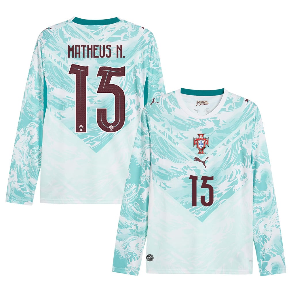 Matheus Nunes 15 Portugal National Team 2026 Away Long Sleeve Jersey - White