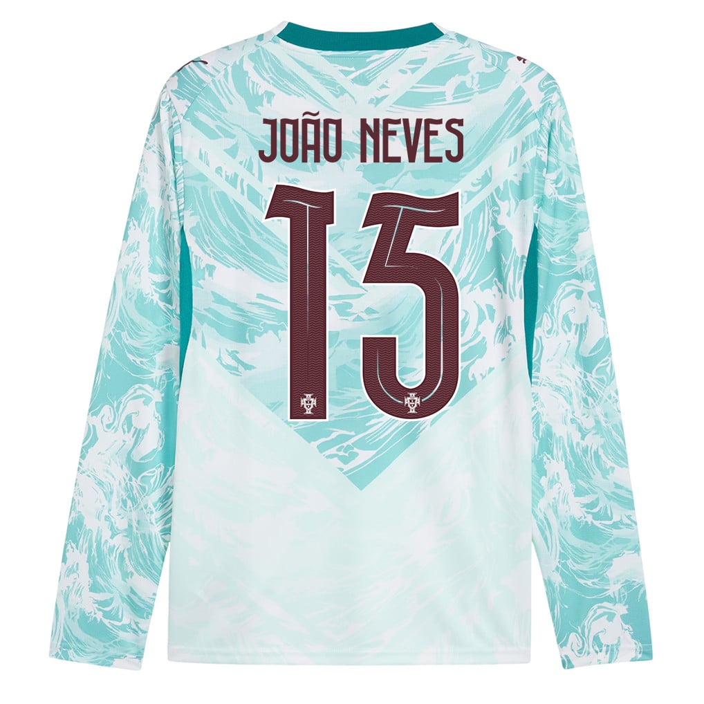 João Neves 15 Portugal National Team 2026 Away Long Sleeve Jersey - White