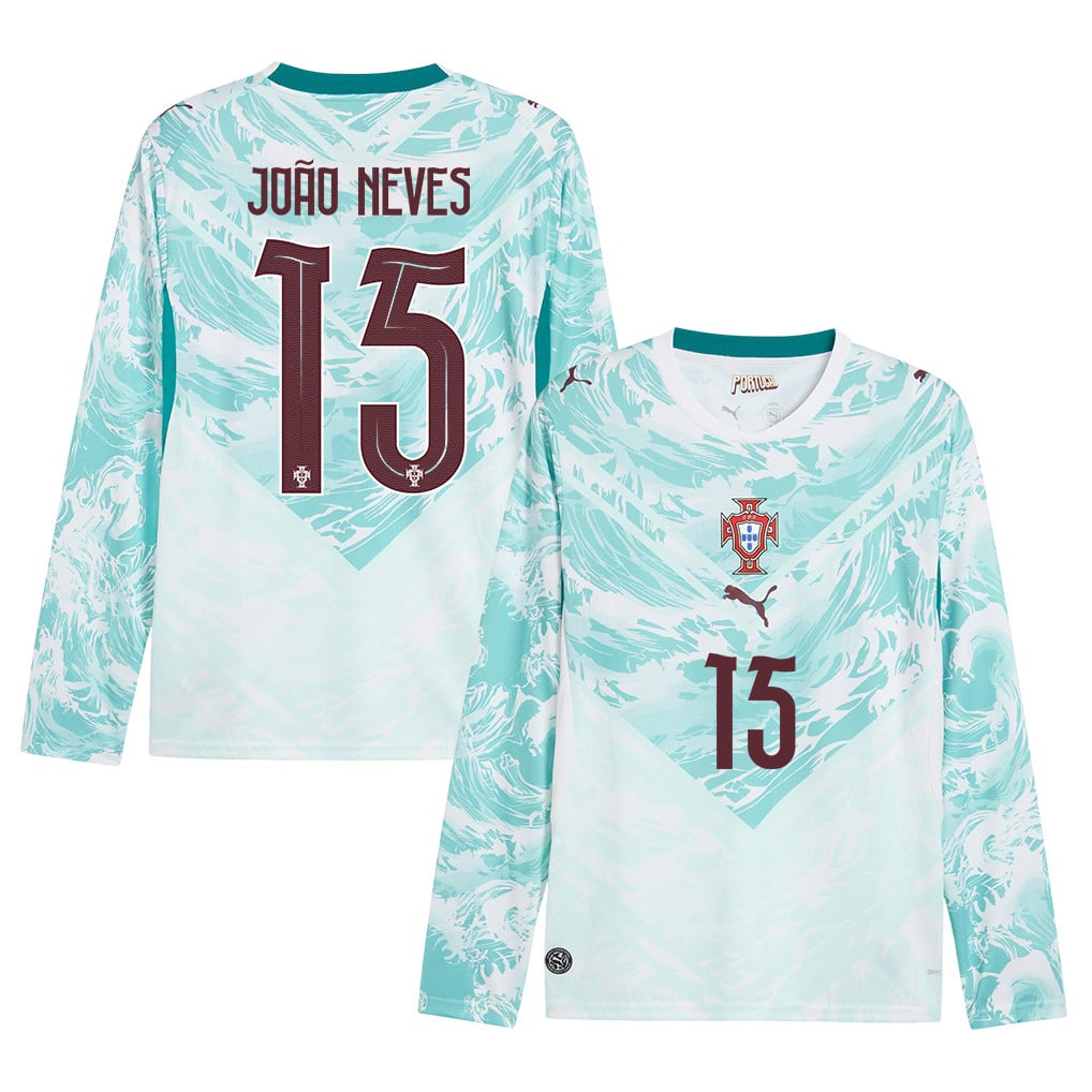 João Neves 15 Portugal National Team 2026 Away Long Sleeve Jersey - White
