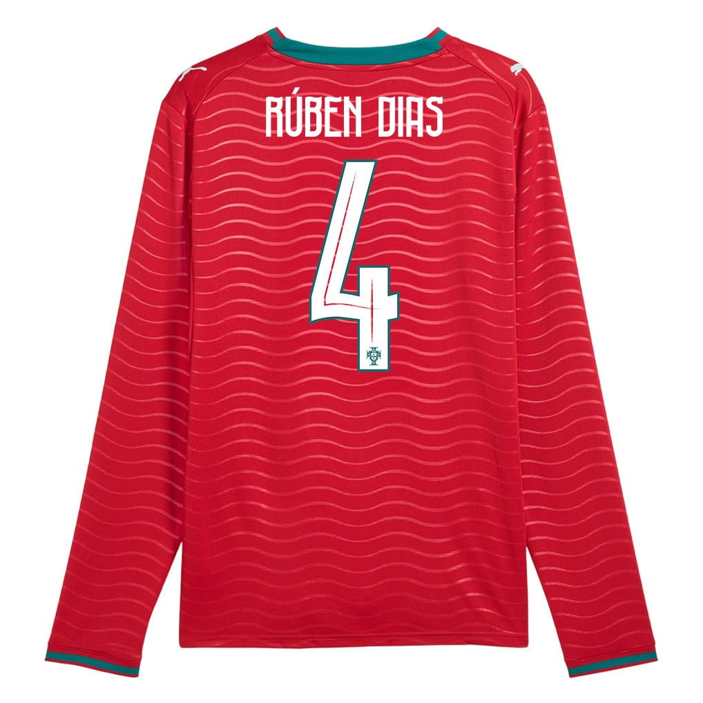 Rúben Dias 4 Portugal National Team 2026 Home Long Sleeve Jersey - Red