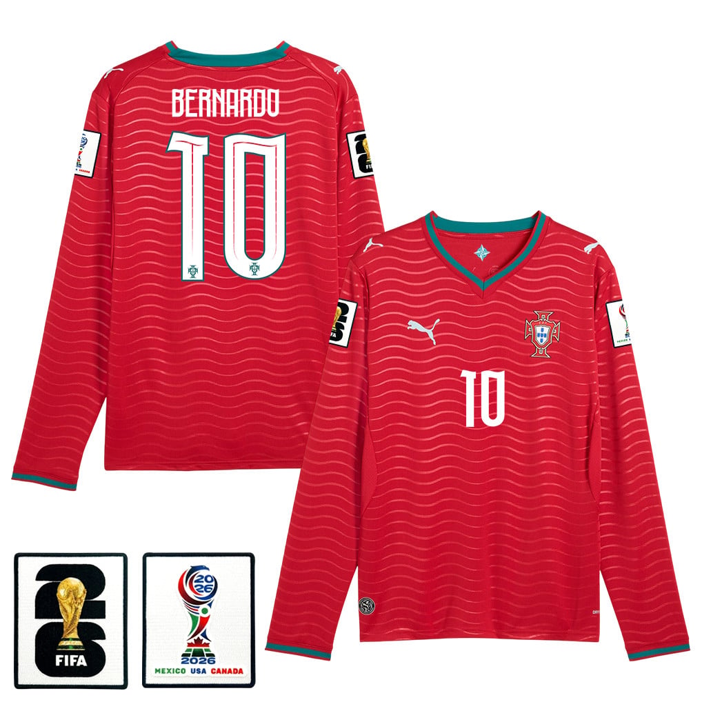 Bernardo Silva 10 Portugal National Team 2026 Home Long Sleeve Jersey - Red