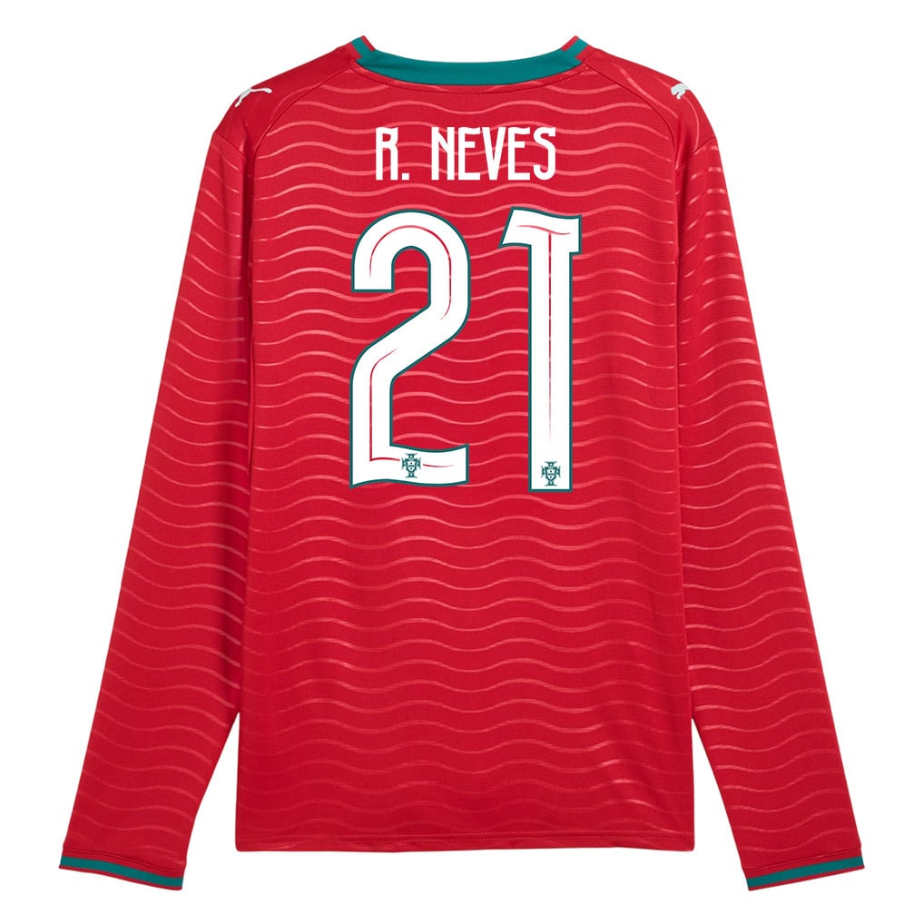 Rúben Neves 21 Portugal National Team 2026 Home Long Sleeve Jersey - Red