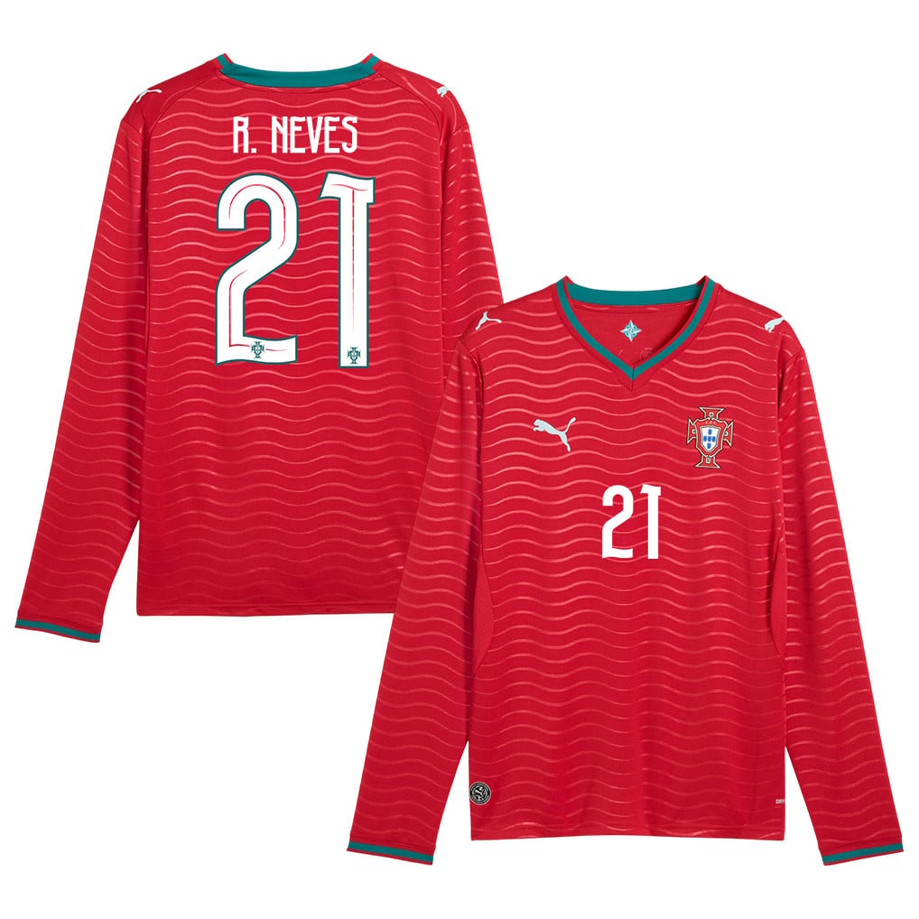 Rúben Neves 21 Portugal National Team 2026 Home Long Sleeve Jersey - Red