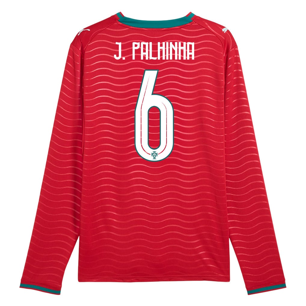 João Palhinha 6 Portugal National Team 2026 Home Long Sleeve Jersey - Red