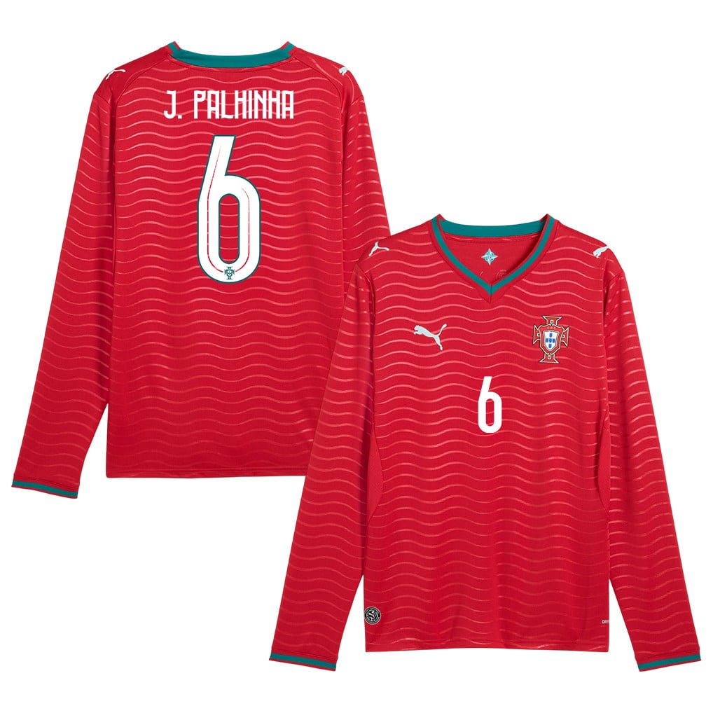 João Palhinha 6 Portugal National Team 2026 Home Long Sleeve Jersey - Red