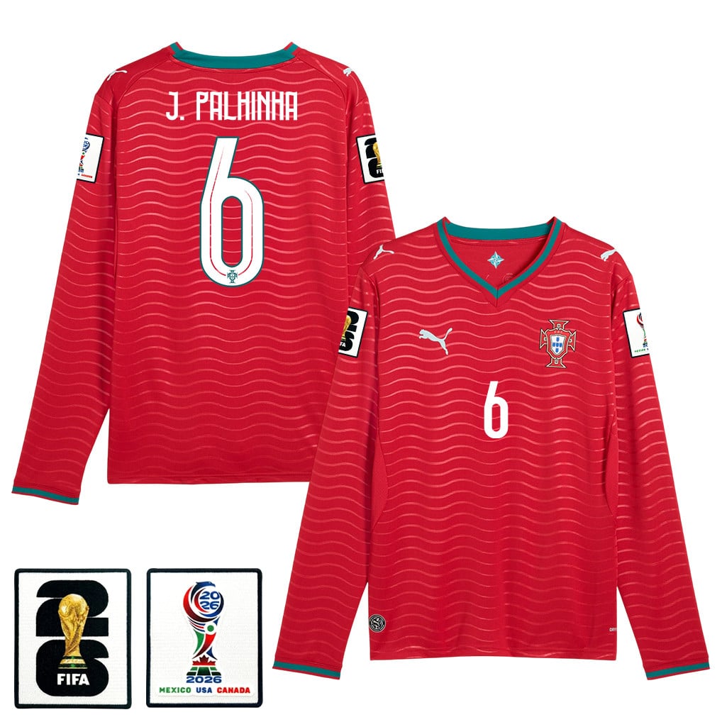 João Palhinha 6 Portugal National Team 2026 Home Long Sleeve Jersey - Red