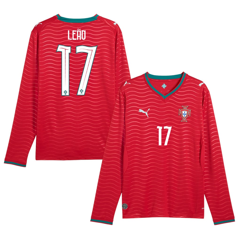 Rafael Leão 17 Portugal National Team 2026 Home Long Sleeve Jersey - Red