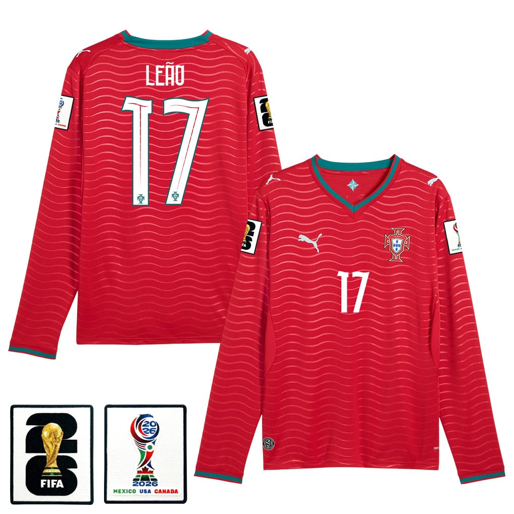 Rafael Leão 17 Portugal National Team 2026 Home Long Sleeve Jersey - Red