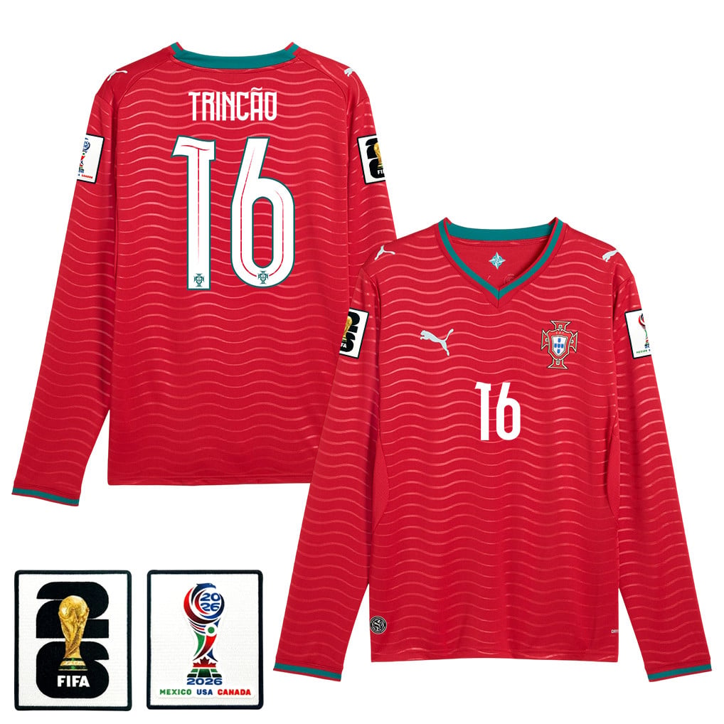 Francisco Trincão 16 Portugal National Team 2026 Home Long Sleeve Jersey - Red