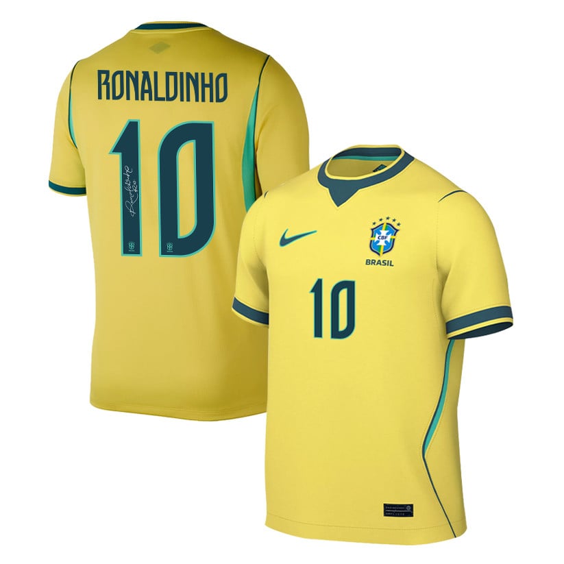 Ronaldinho 10 Legend Signature Brazil National Team 2026 Home Jersey - Yellow, Men