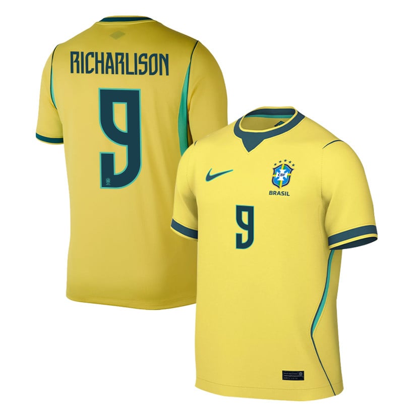 Richarlison 9 Brazil National Team 2026 Home Jersey - Yellow, Men