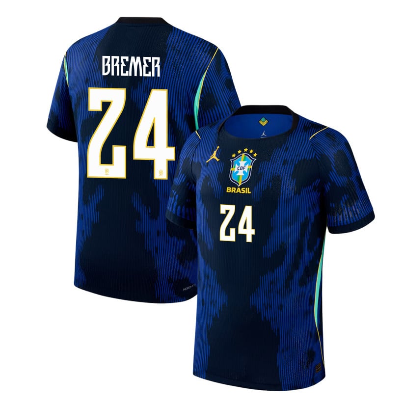 Gleison Bremer 24 Brazil National Team 2026 Away Jersey - Blue, Men