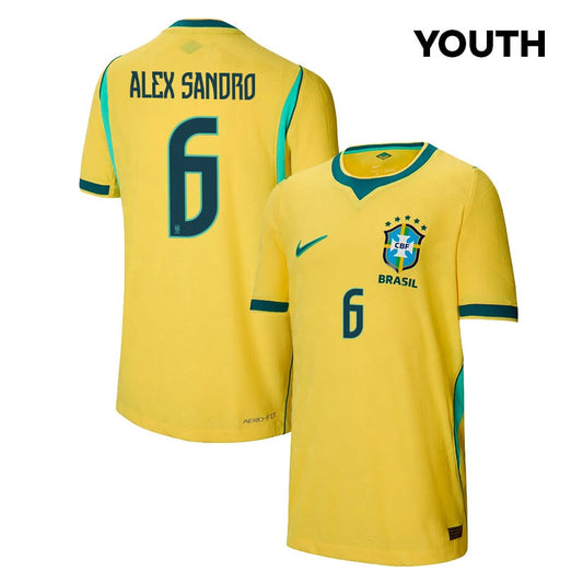 Alex Sandro 6 Youth Brazil National Team 2026 Home Jersey - Yellow