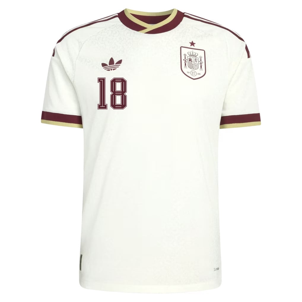 Martin Zubimendi 18 Spain National Team 2026 Away Jersey - White, Men
