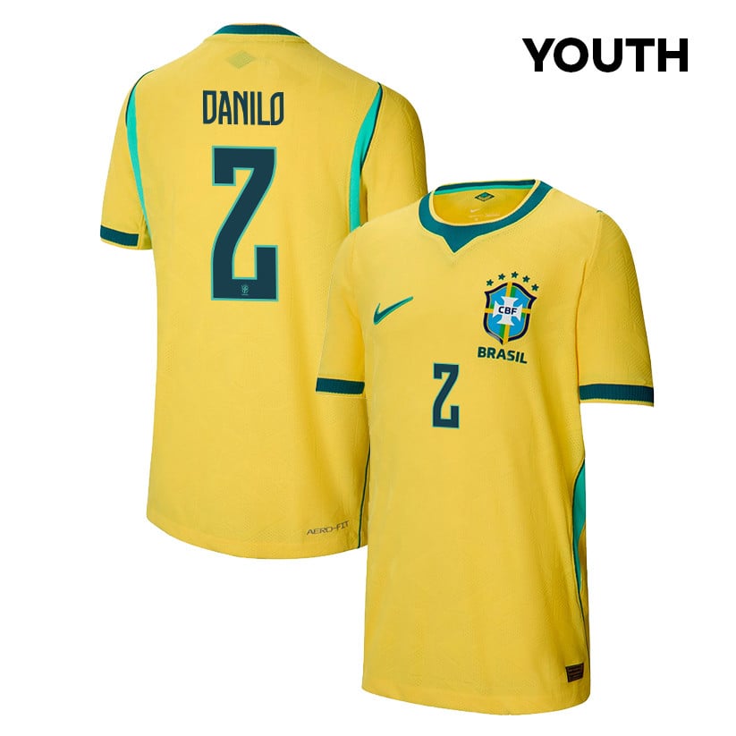 Danilo 2 Youth Brazil National Team 2026 Home Jersey - Yellow