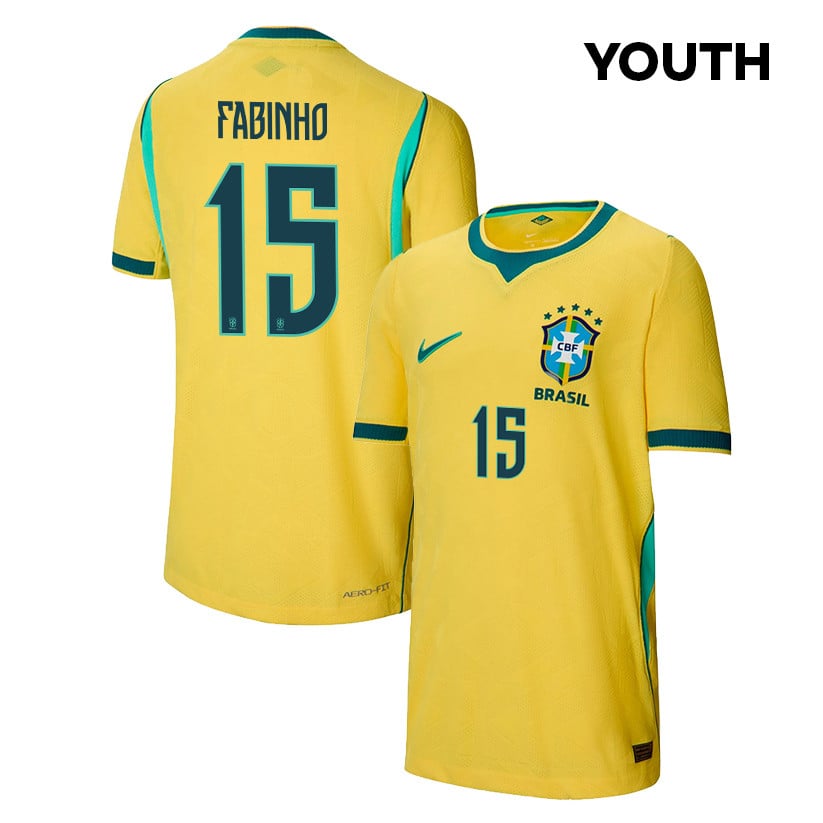 Fabinho 15 Youth Brazil National Team 2026 Home Jersey - Yellow