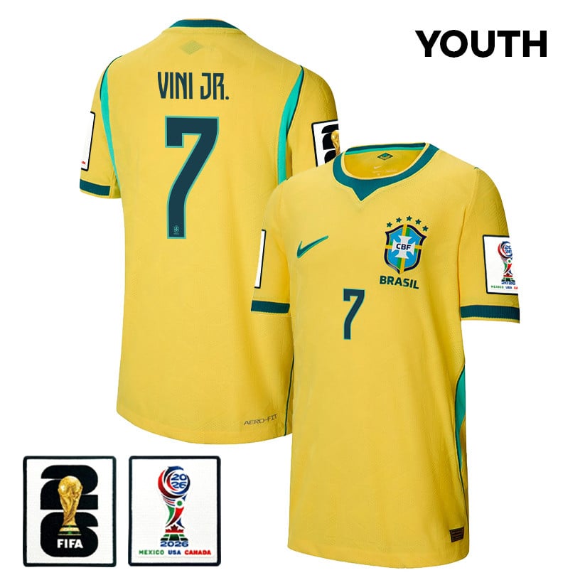 Vinícius Júnior 7 Youth Brazil National Team 2026 Home Jersey - Yellow