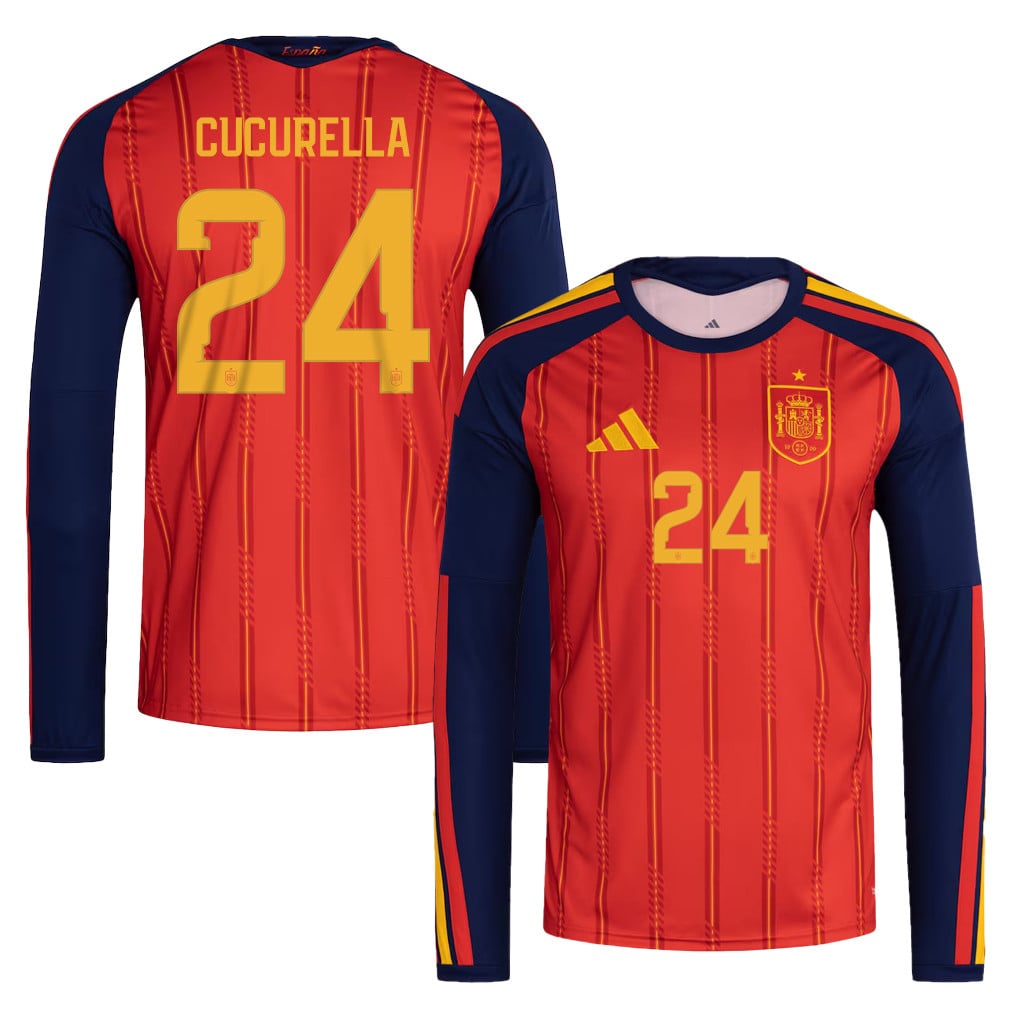 Marc Cucurella 24 Spain National Team 2026 Home Long Sleeve Jersey - Red