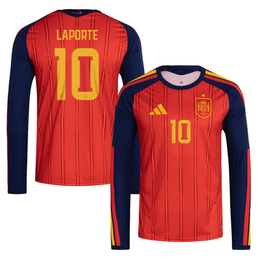 Aymeric Laporte 10 Spain National Team 2026 Home Long Sleeve Jersey - Red