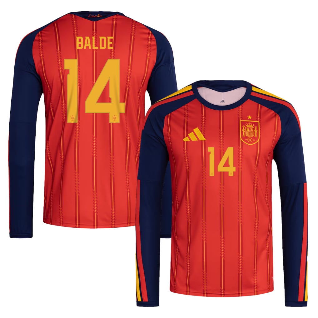 Alejandro Balde 14 Spain National Team 2026 Home Long Sleeve Jersey - Red