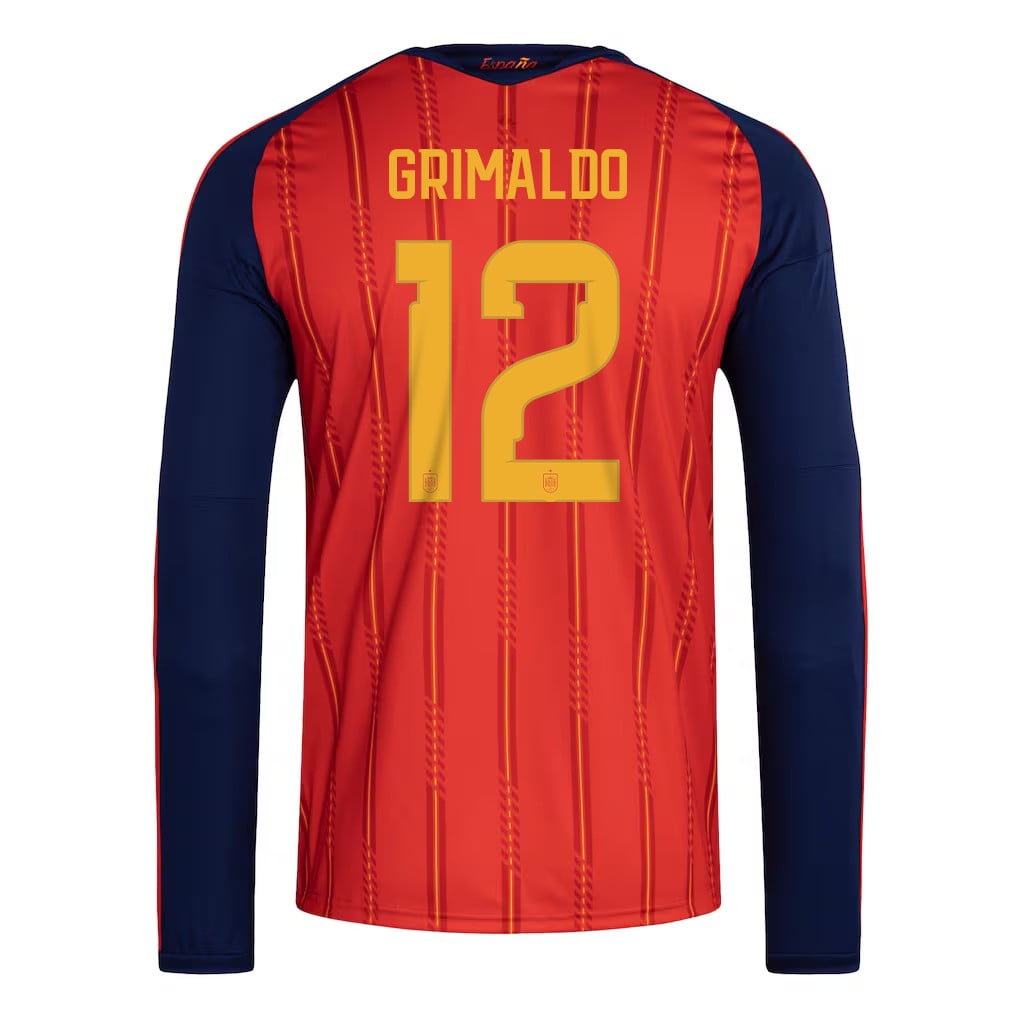 Álex Grimaldo 12 Spain National Team 2026 Home Long Sleeve Jersey - Red