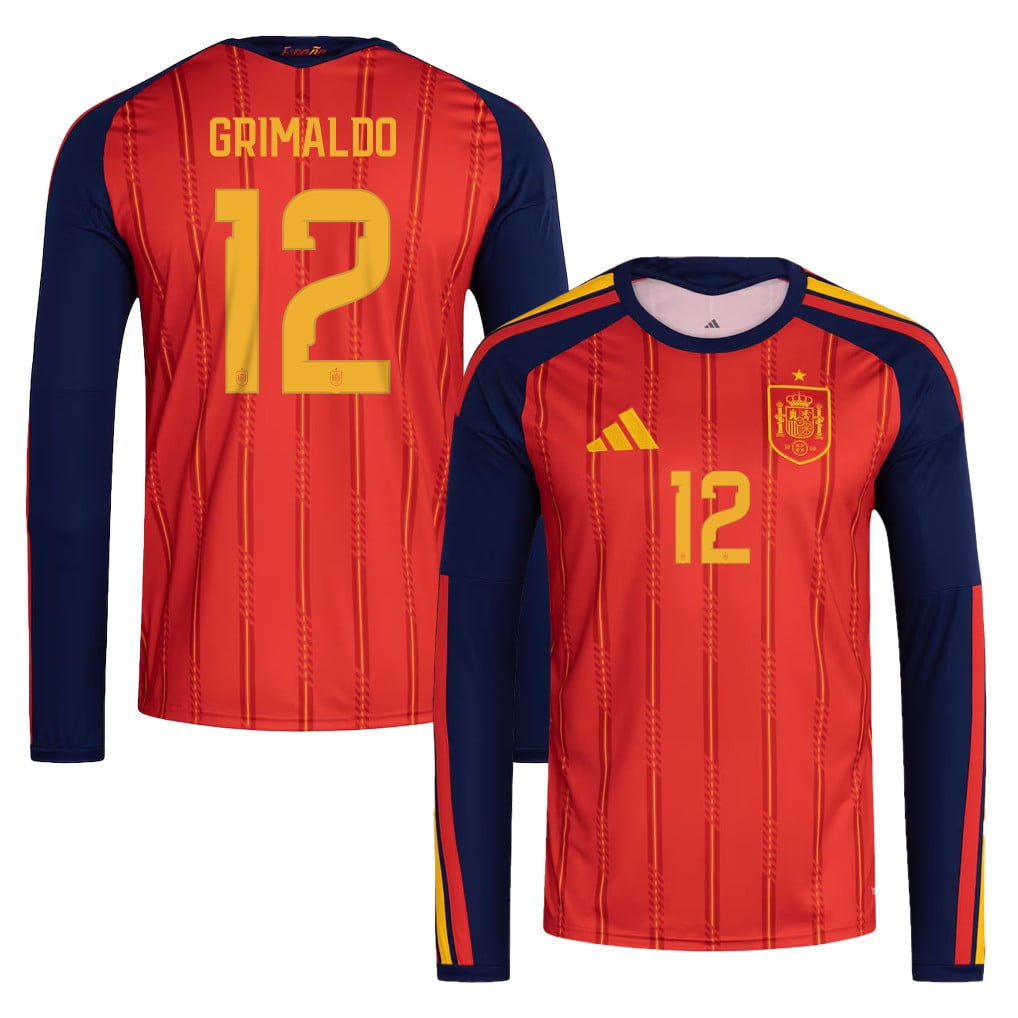 Álex Grimaldo 12 Spain National Team 2026 Home Long Sleeve Jersey - Red