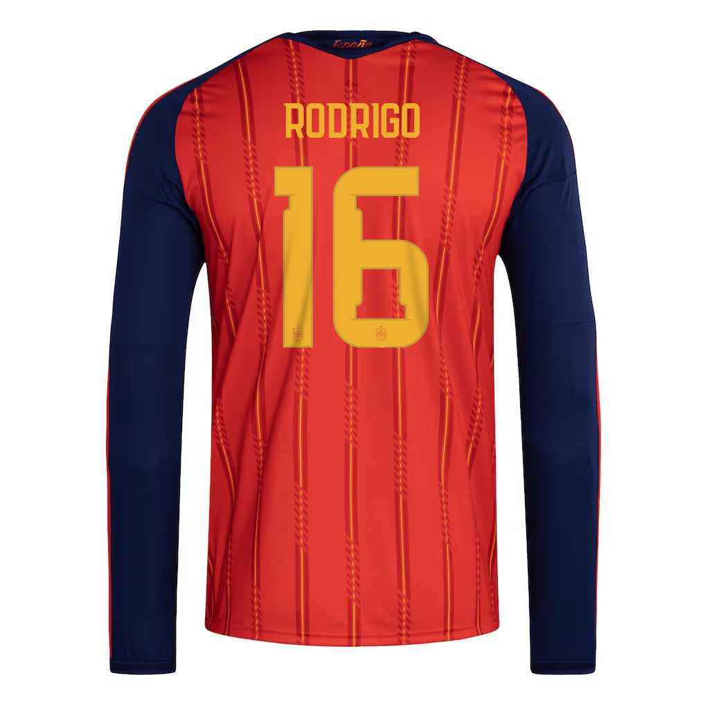 Rodri 16 Spain National Team 2026 Home Long Sleeve Jersey - Red