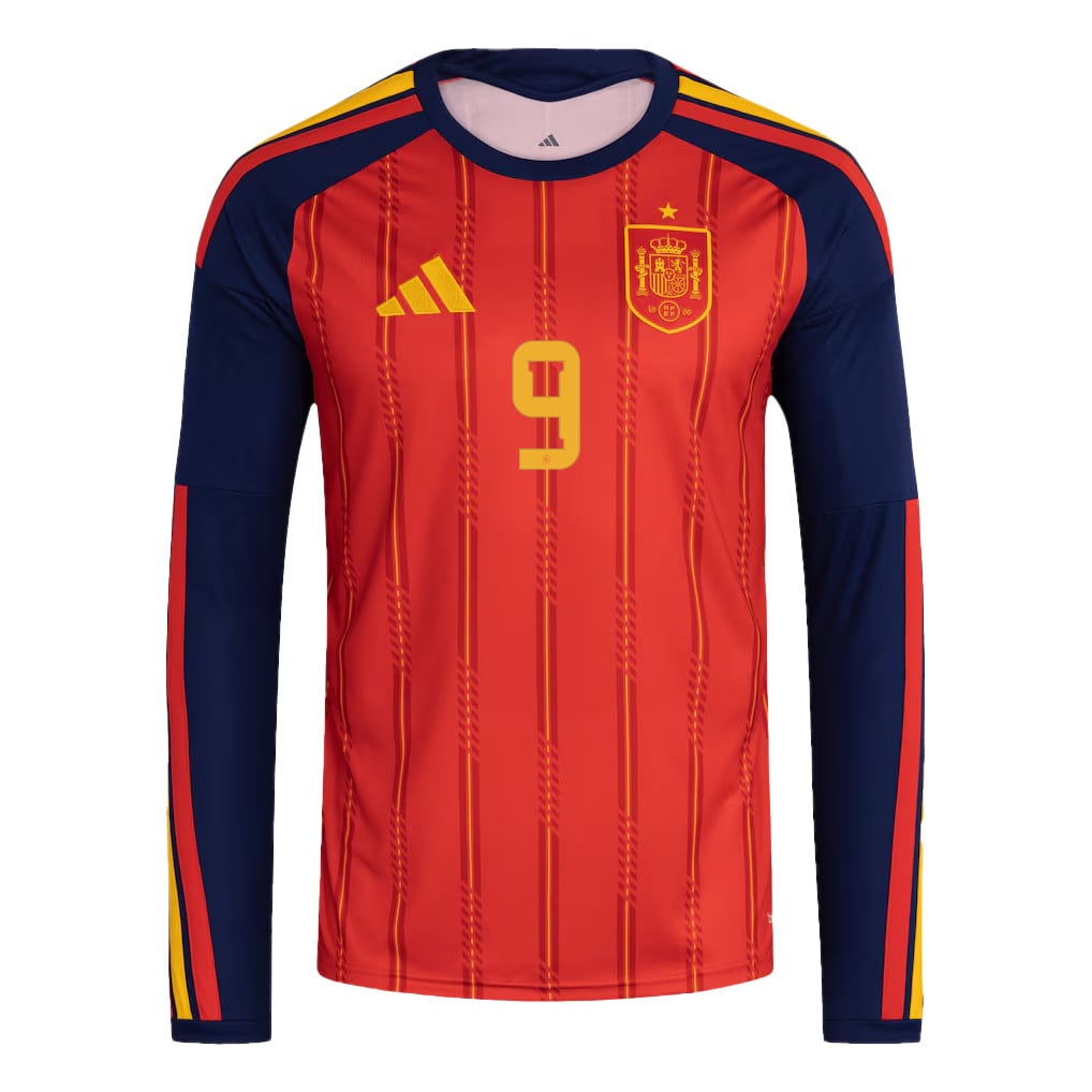 Gavi 9 Spain National Team 2026 Home Long Sleeve Jersey - Red