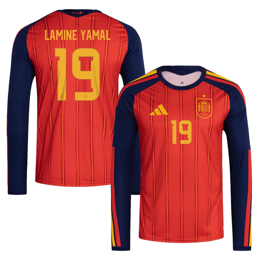 Lamine Yamal 19 Spain National Team 2026 Home Long Sleeve Jersey - Red