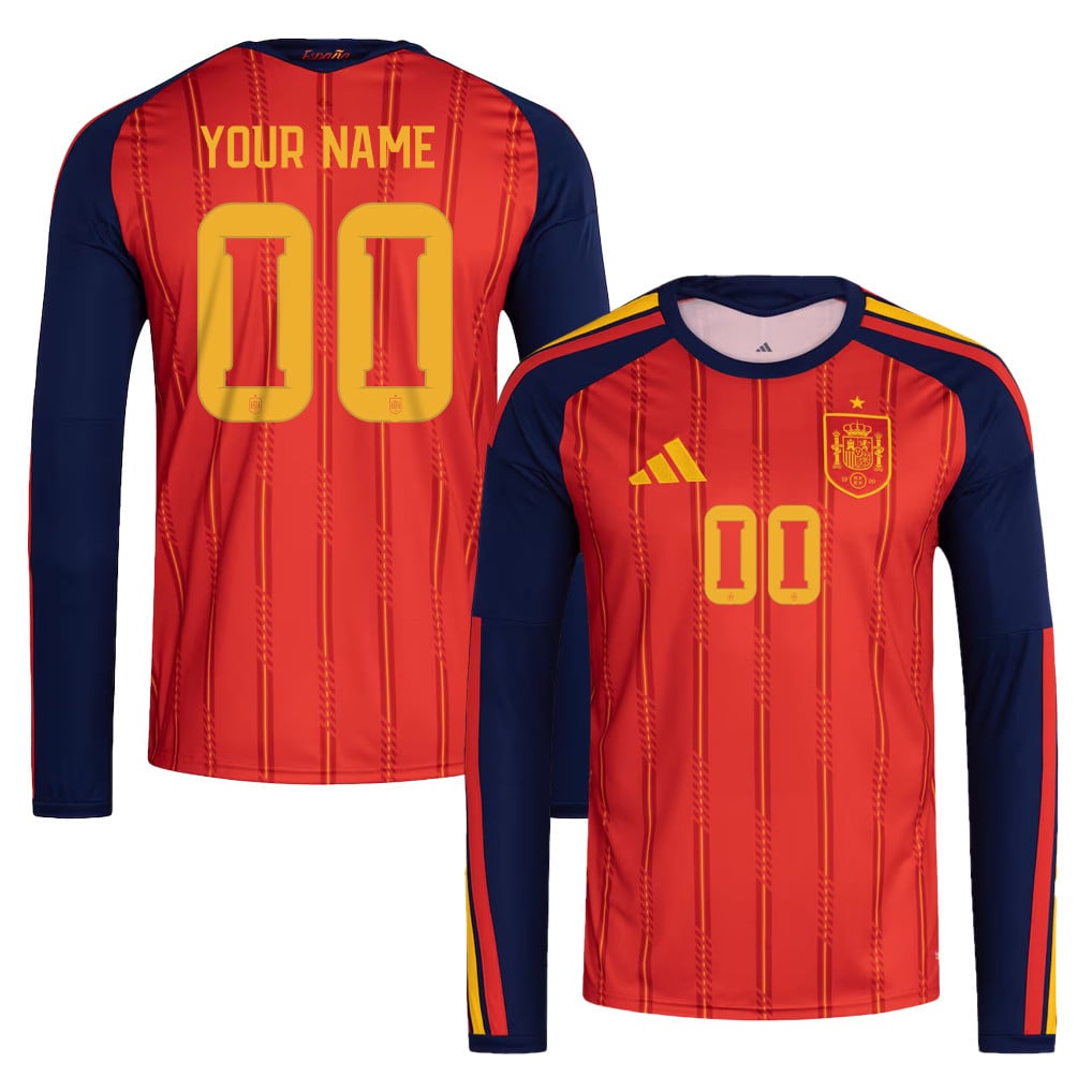 Spain National Team 2026 Home Long Sleeve Jersey - Personalized - Red