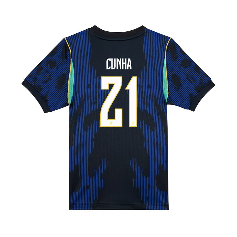 Matheus Cunha 21 Brazil National Team 2026 Youth Away Jersey - Blue