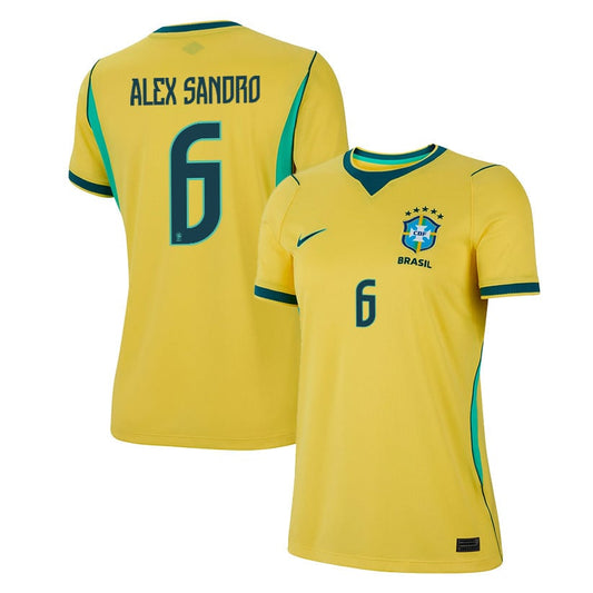 Alex Sandro 6 Women's Brazil National Team 2026 Home Jersey - Yellow