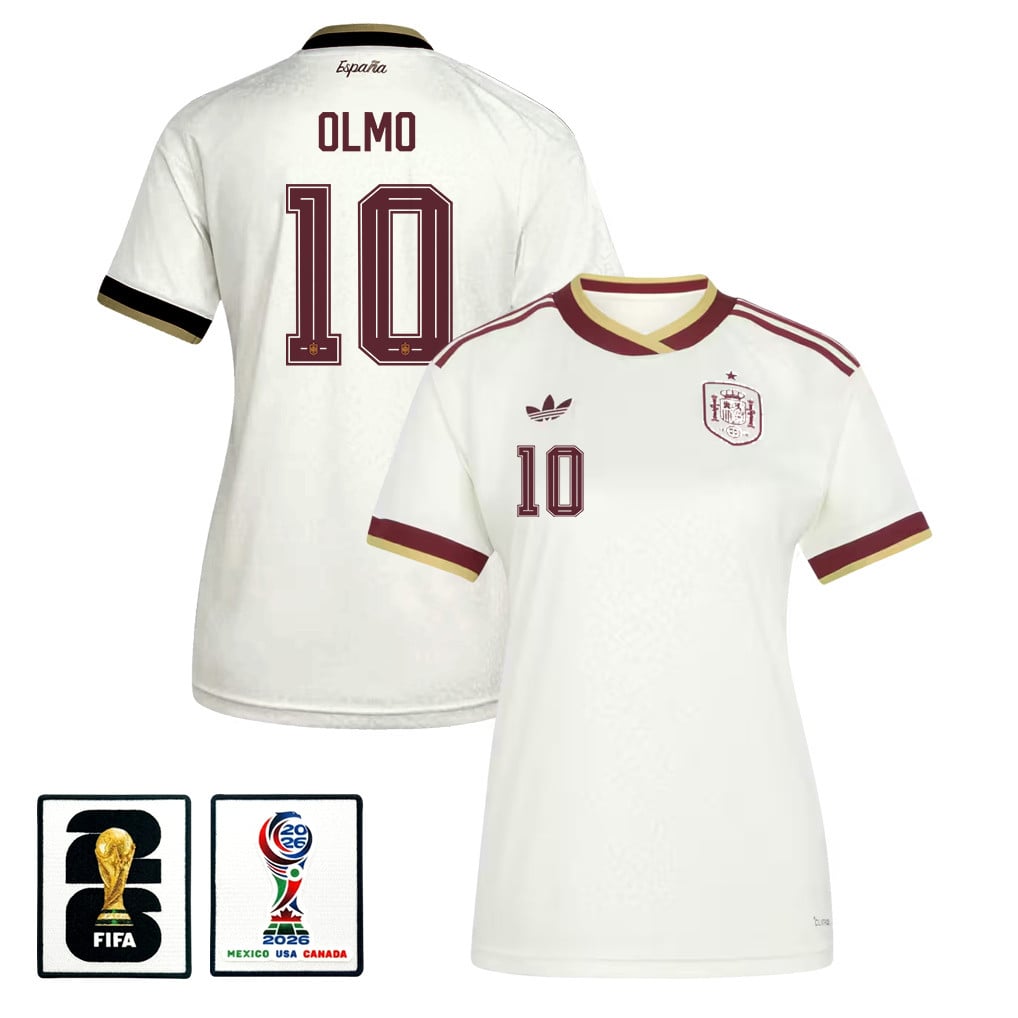 Dani Olmo 10 Women's Spain National Team 2026 Away Jersey - White
