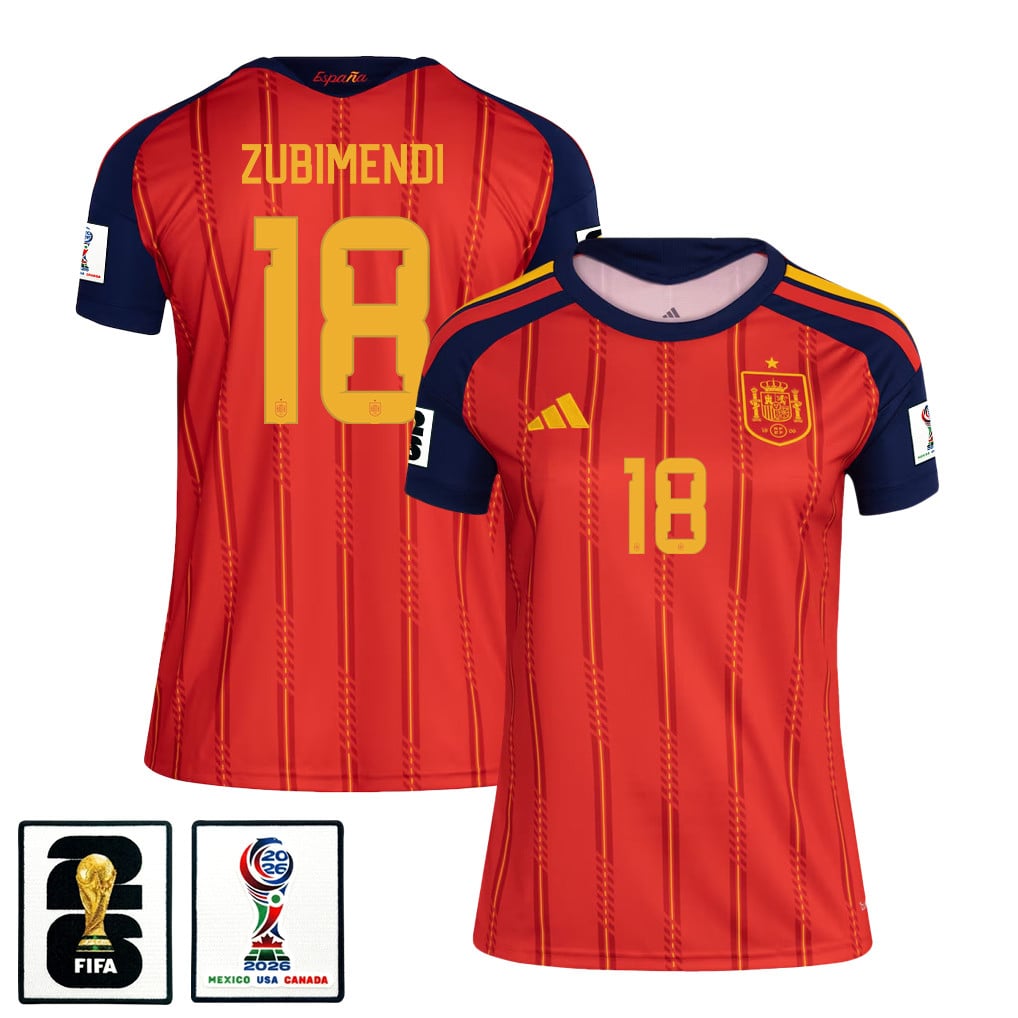 Martin Zubimendi 18 Women's Spain National Team 2026 Home Jersey - Red