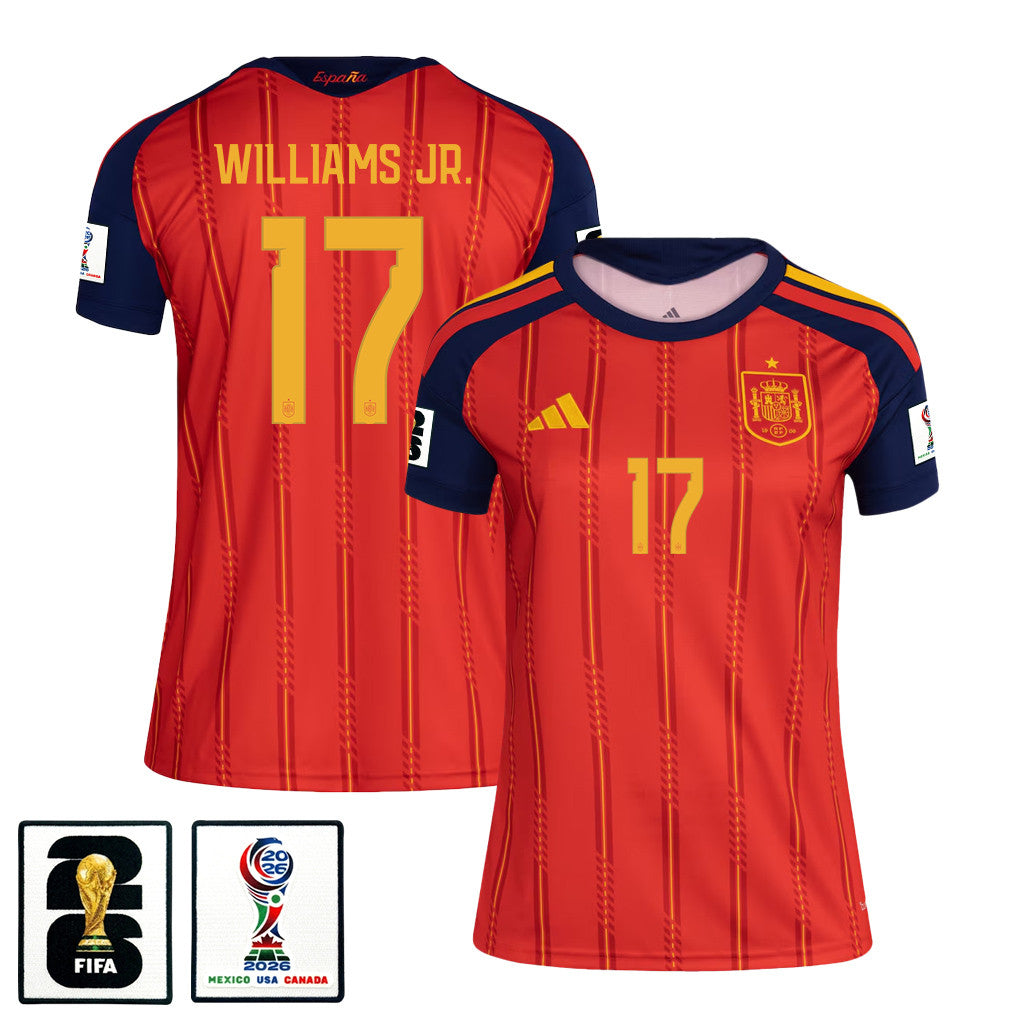 Nico Williams 17 Women's Spain National Team 2026 Home Jersey - Red