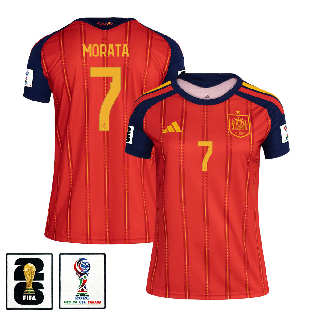 Álvaro Morata 7 Women's Spain National Team 2026 Home Jersey - Red