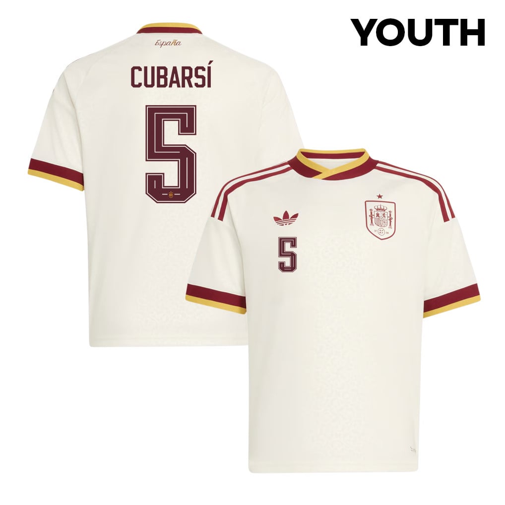 Pau Cubarsí 5 Spain National Team 2026 Youth Away Jersey - White