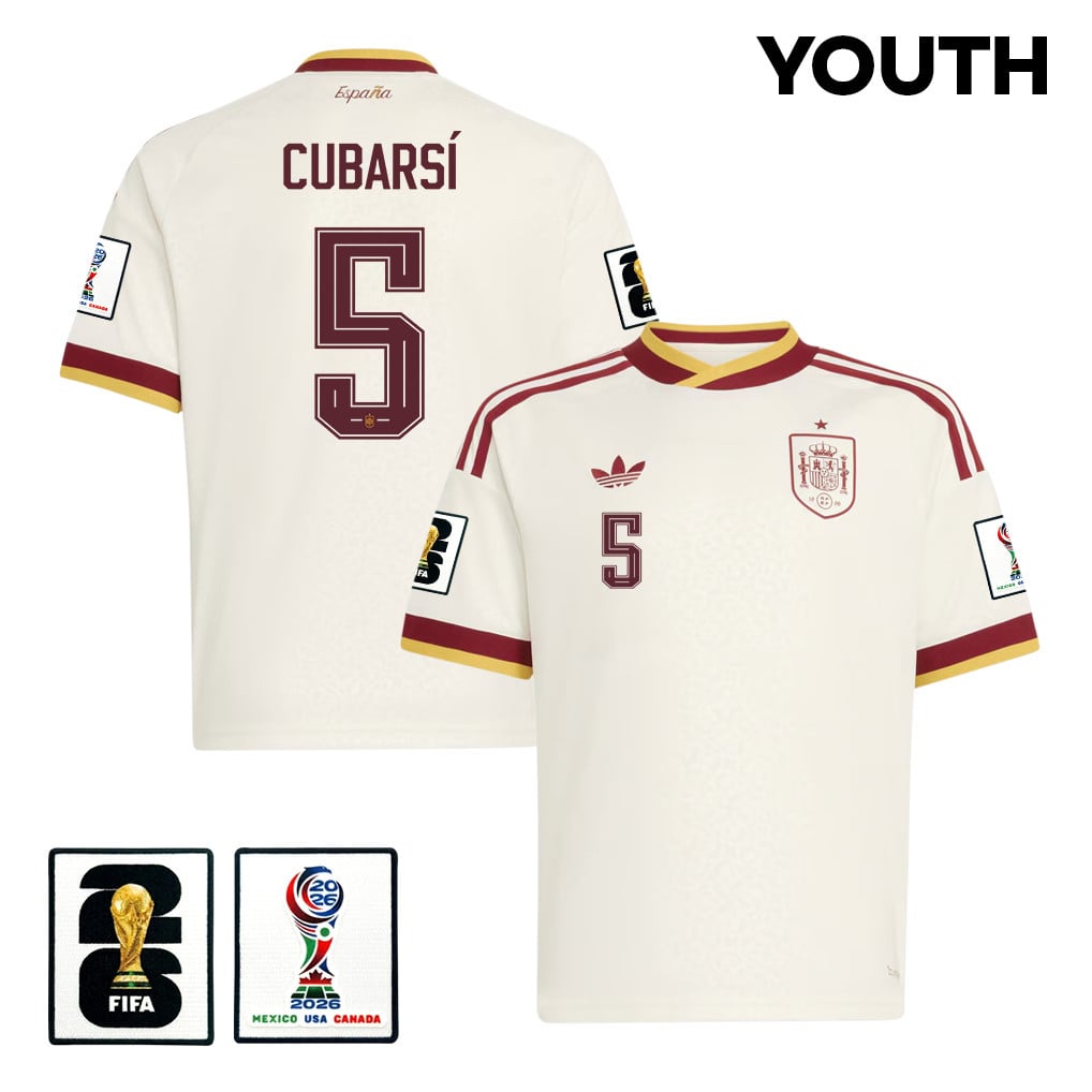 Pau Cubarsí 5 Spain National Team 2026 Youth Away Jersey - White