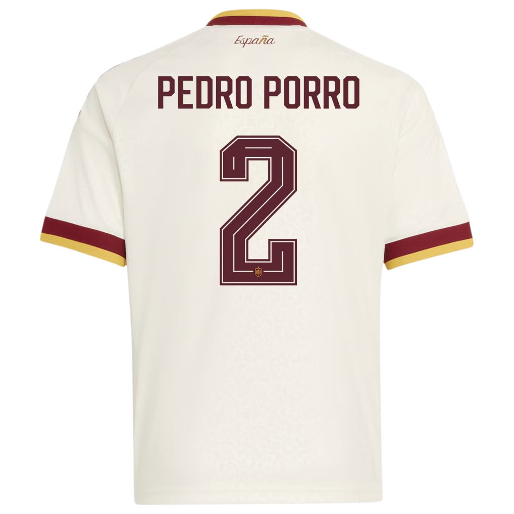 Pedro Porro 2 Spain National Team 2026 Youth Away Jersey - White