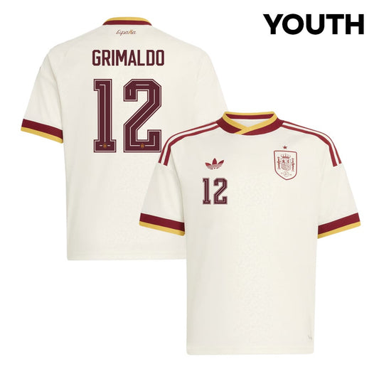 Álex Grimaldo 12 Spain National Team 2026 Youth Away Jersey - White