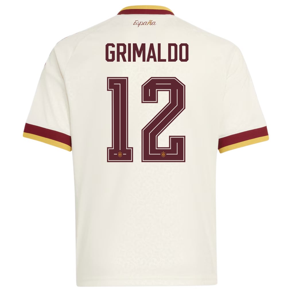 Álex Grimaldo 12 Spain National Team 2026 Youth Away Jersey - White